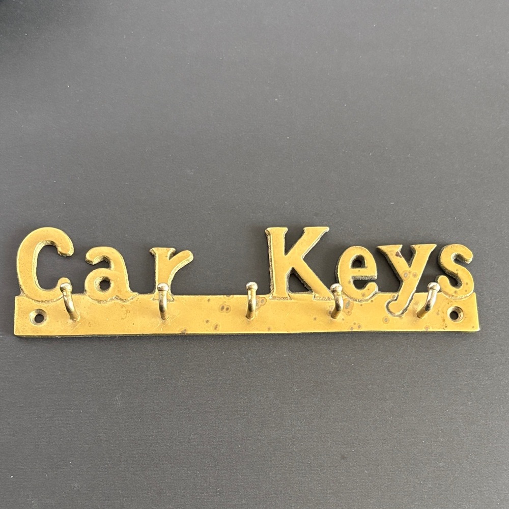 Vintage Brass Car Keys Wall Hook
